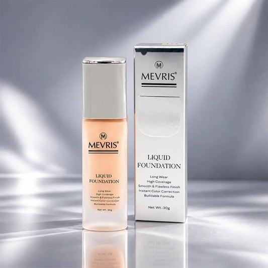 Mevris Liquid Foundation – High Coverage & Natural Finish (Shade 01)