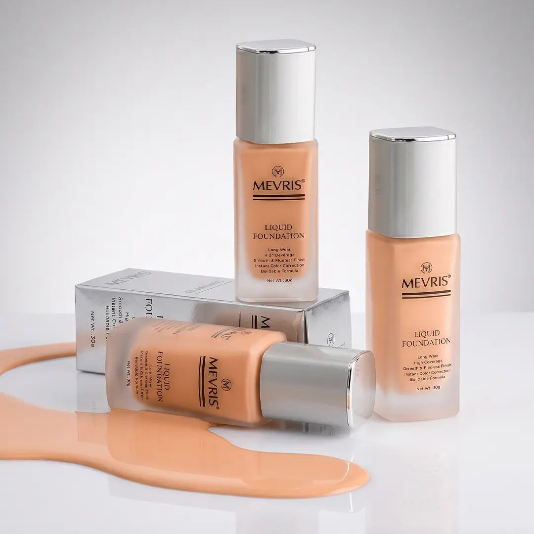 Mevris Liquid Foundation – High Coverage & Natural Finish (Shade 02)