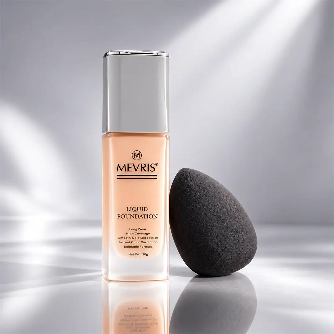 Mevris Liquid Foundation – High Coverage & Natural Finish (Shade 01)